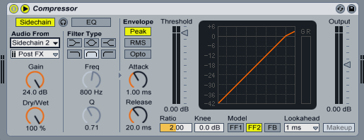 Sidechain compressor for tracks