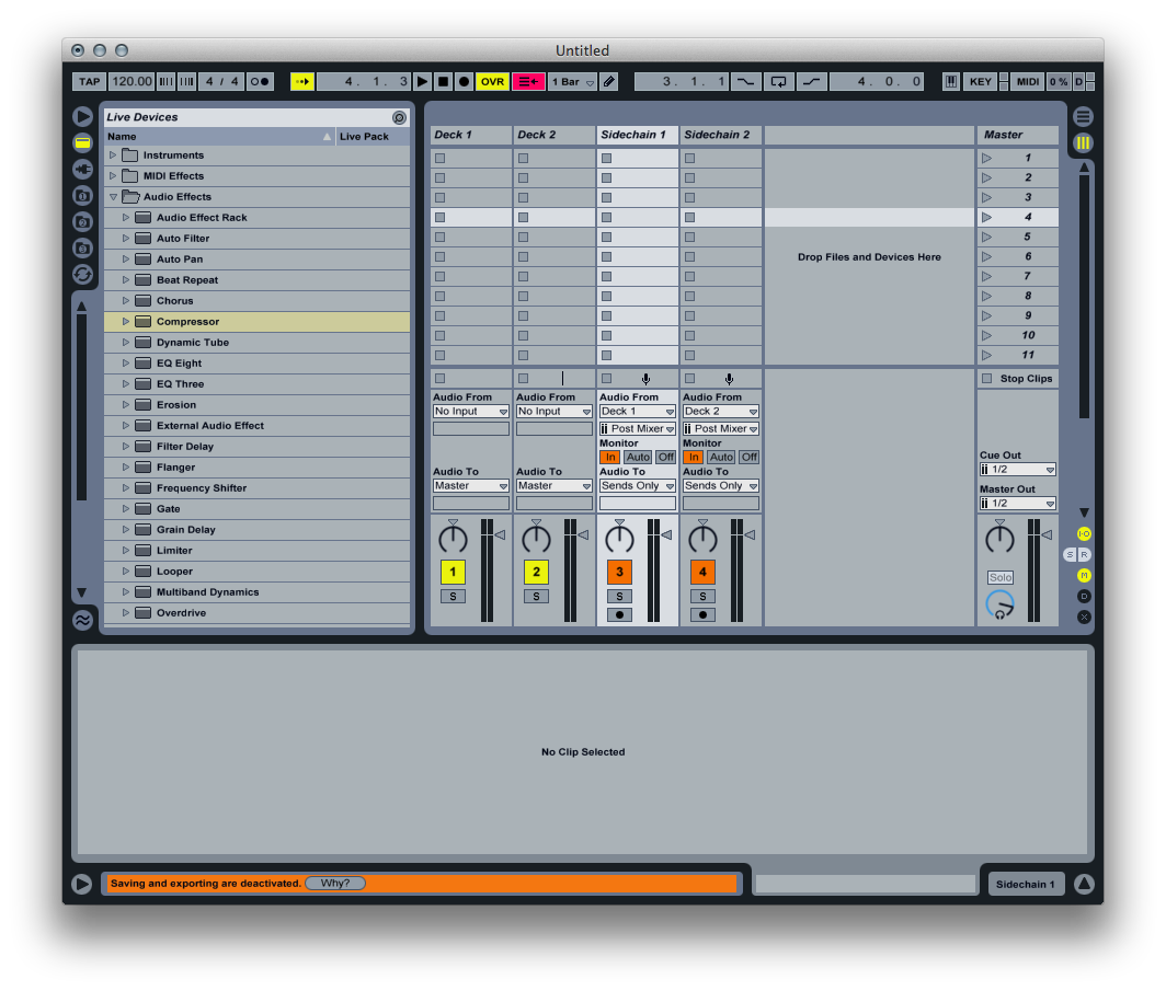 Setting up tracks for sidechaining