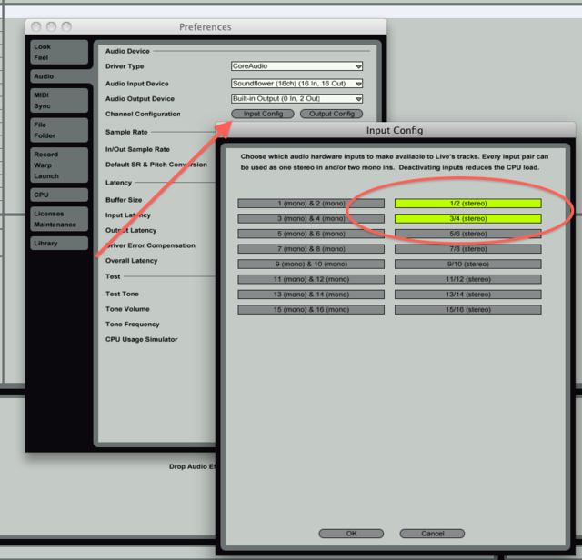 Ableton Live Input Routings