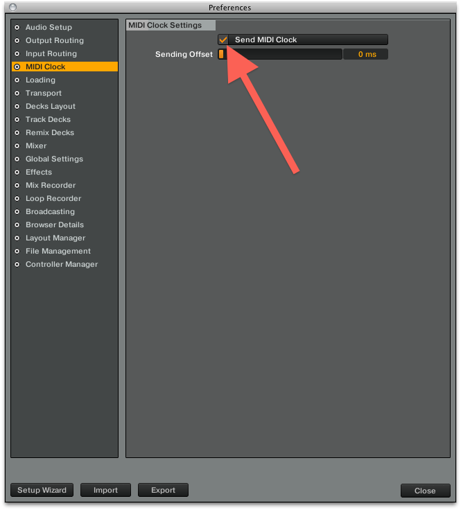 Traktor Enable MIDI Clock